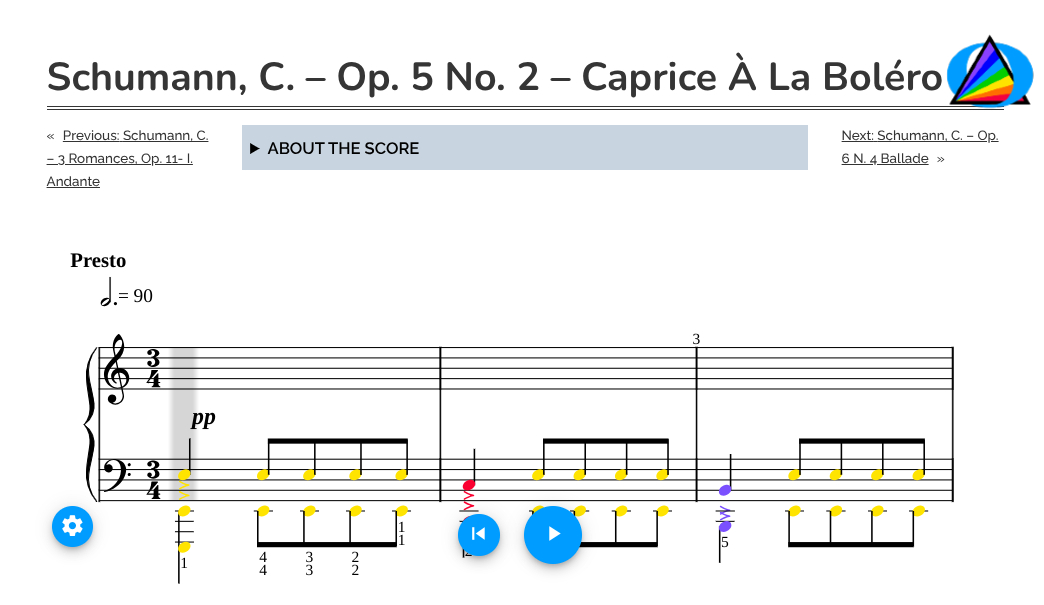 Schumann, C. – Op. 5 No. 2 – Caprice à la Boléro